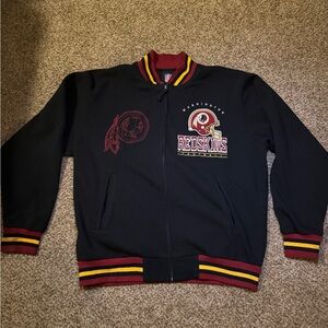 Vintage NFL Washington Redskins Black and Red Bomber Full Zip Jacket